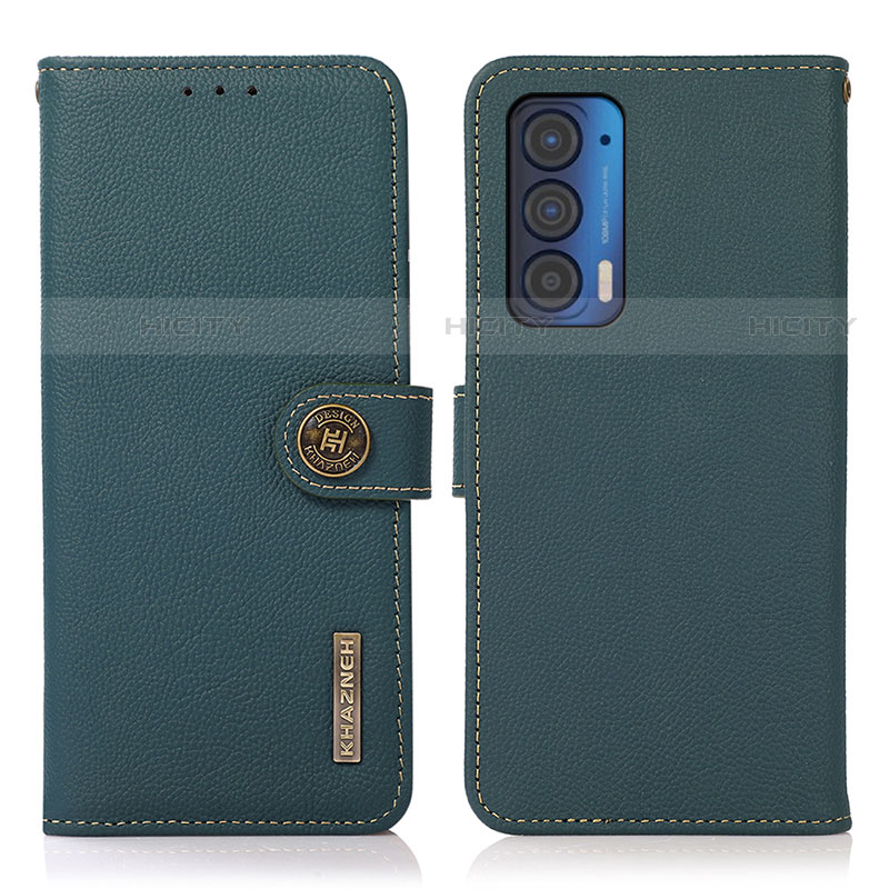 Custodia Portafoglio In Pelle Cover con Supporto B02H per Motorola Moto Edge (2021) 5G Verde