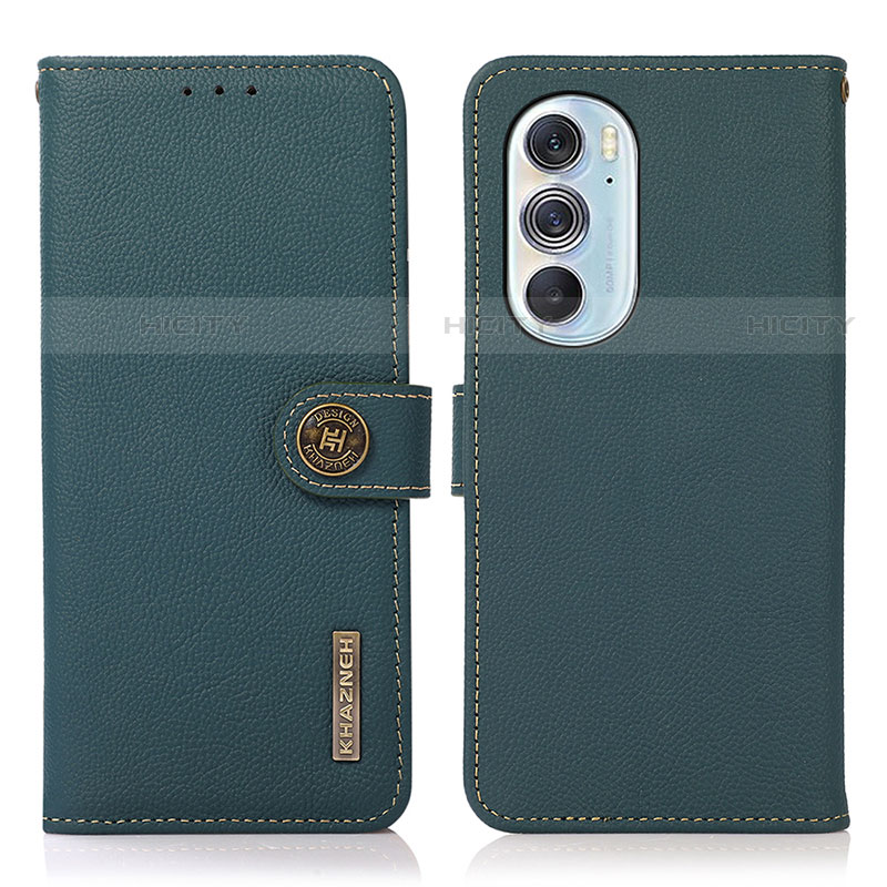 Custodia Portafoglio In Pelle Cover con Supporto B02H per Motorola Moto Edge Plus (2022) 5G Verde