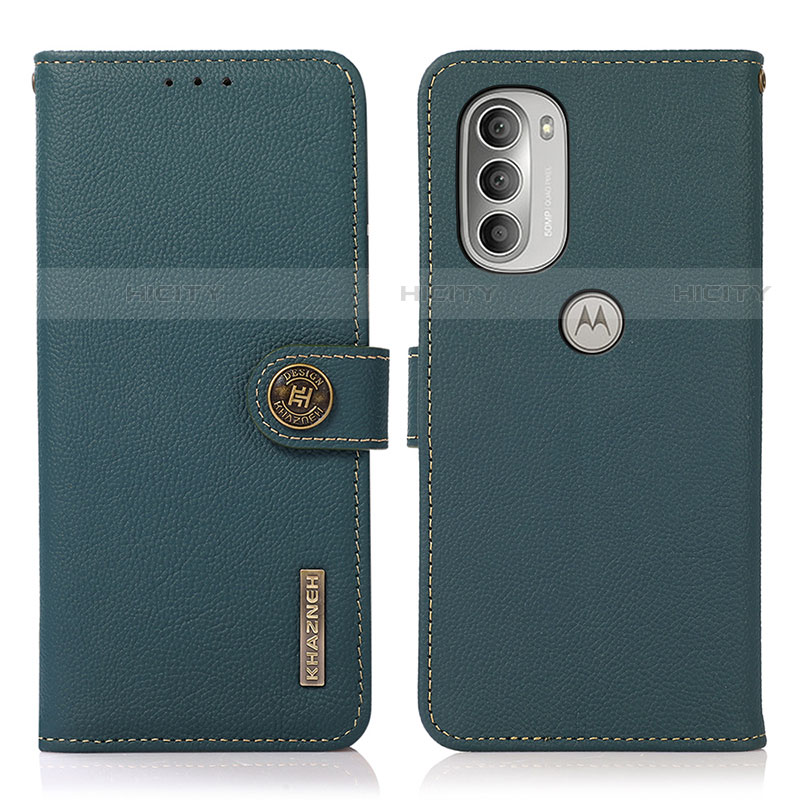 Custodia Portafoglio In Pelle Cover con Supporto B02H per Motorola Moto G51 5G Verde