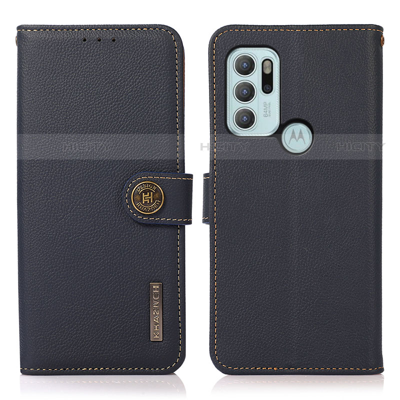 Custodia Portafoglio In Pelle Cover con Supporto B02H per Motorola Moto G60s Blu