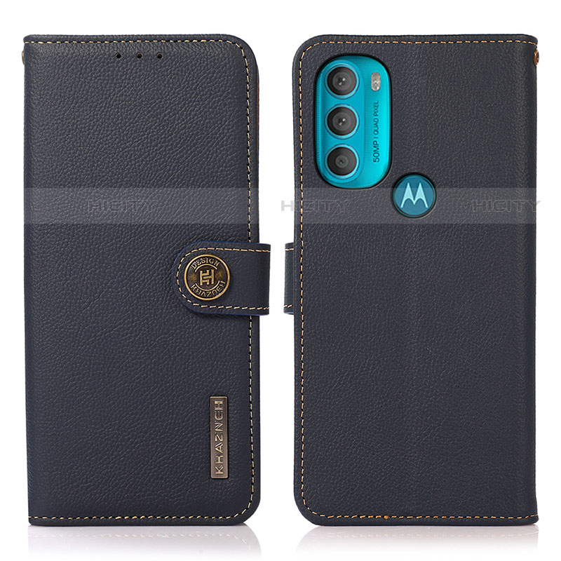 Custodia Portafoglio In Pelle Cover con Supporto B02H per Motorola Moto G71 5G Blu