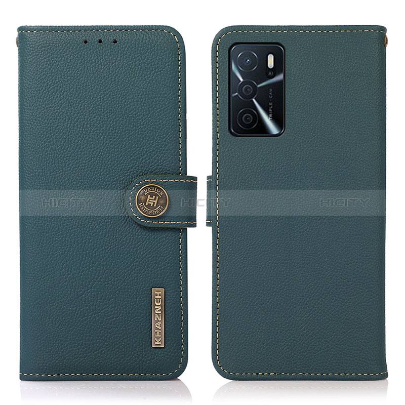 Custodia Portafoglio In Pelle Cover con Supporto B02H per Oppo A16 Verde