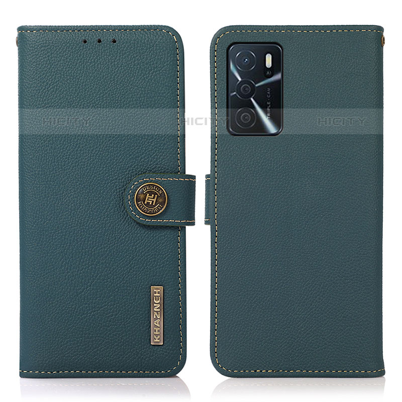 Custodia Portafoglio In Pelle Cover con Supporto B02H per Oppo A54s Verde