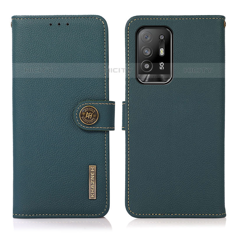 Custodia Portafoglio In Pelle Cover con Supporto B02H per Oppo A94 4G Verde