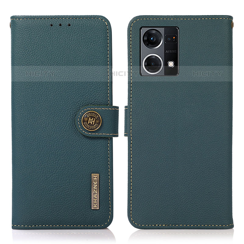 Custodia Portafoglio In Pelle Cover con Supporto B02H per Oppo F21 Pro 4G Verde