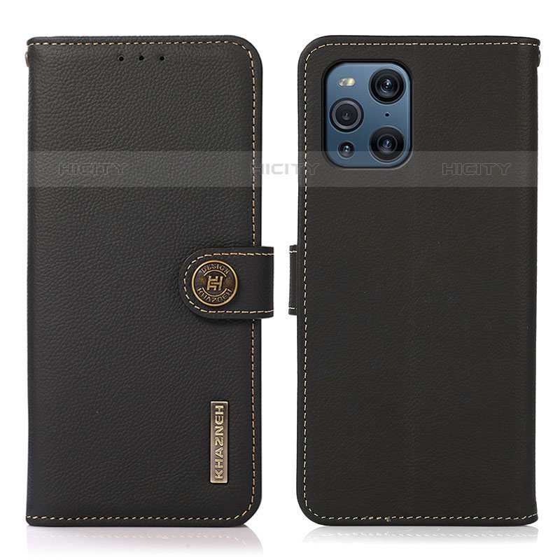 Custodia Portafoglio In Pelle Cover con Supporto B02H per Oppo Find X3 Pro 5G Nero