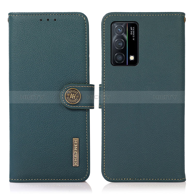 Custodia Portafoglio In Pelle Cover con Supporto B02H per Oppo K9 5G Verde