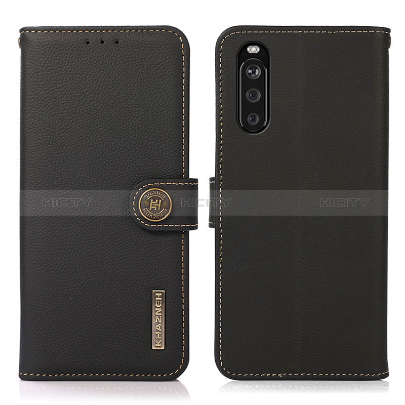 Custodia Portafoglio In Pelle Cover con Supporto B02H per Sony Xperia 10 III Lite Nero