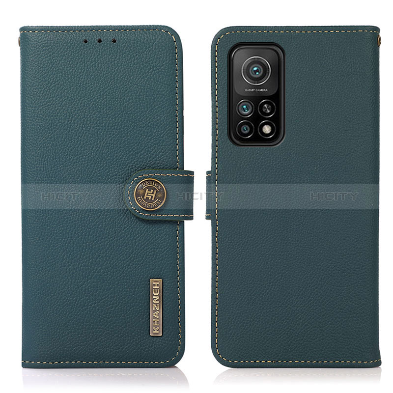 Custodia Portafoglio In Pelle Cover con Supporto B02H per Xiaomi Mi 10T 5G Verde