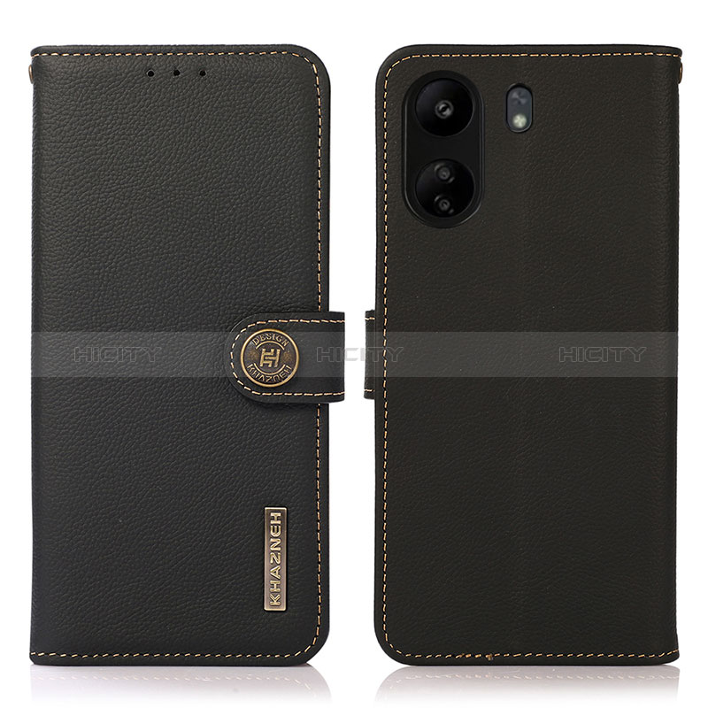 Custodia Portafoglio In Pelle Cover con Supporto B02H per Xiaomi Poco C65 Nero