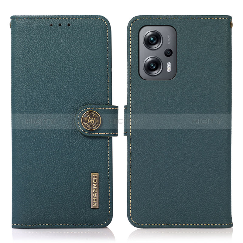 Custodia Portafoglio In Pelle Cover con Supporto B02H per Xiaomi Poco X4 GT 5G Verde