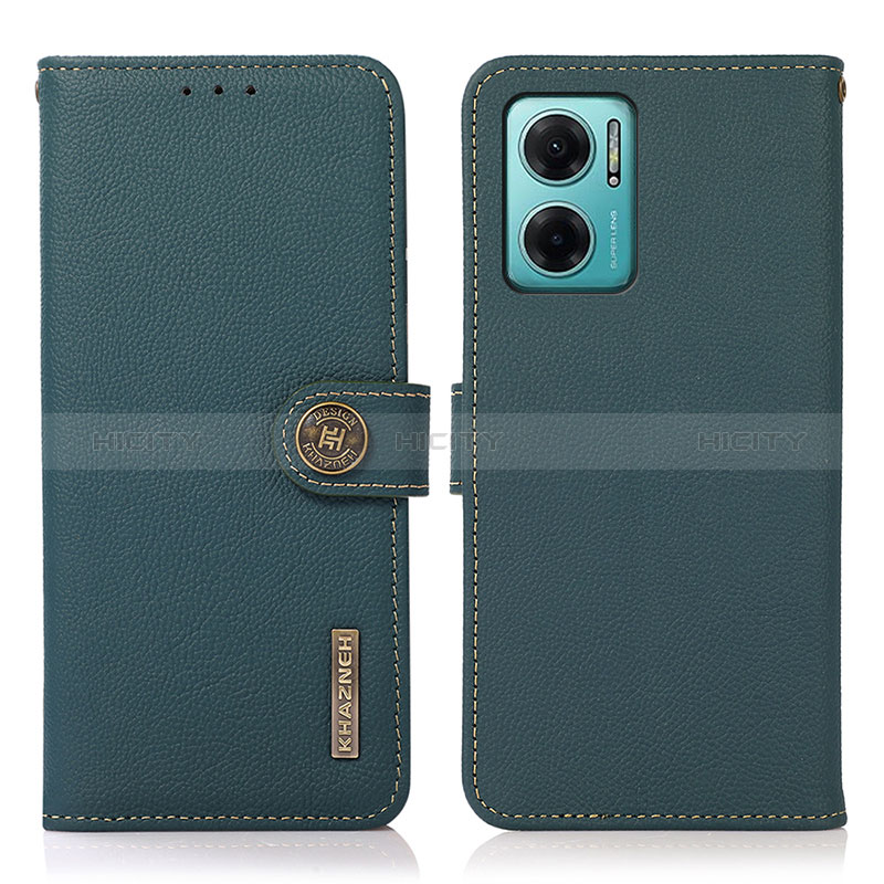 Custodia Portafoglio In Pelle Cover con Supporto B02H per Xiaomi Redmi 10 5G Verde