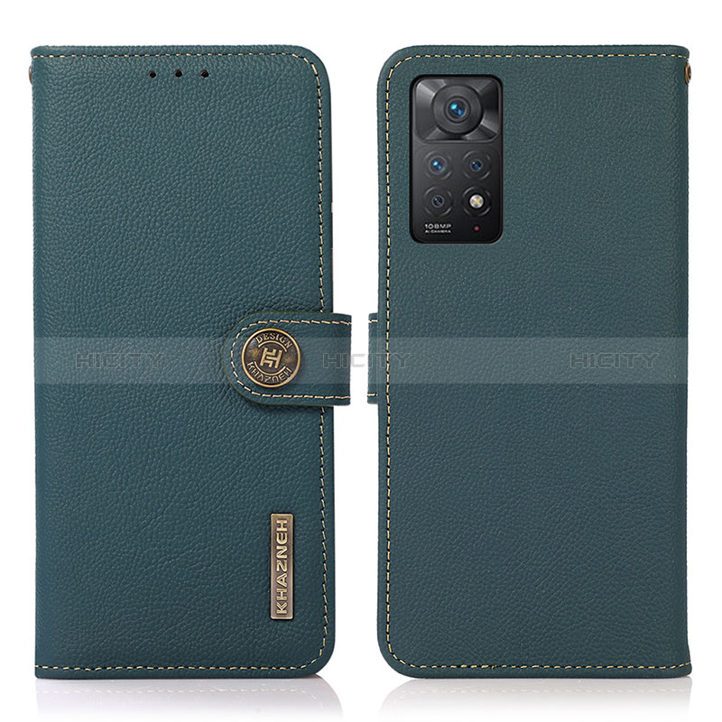 Custodia Portafoglio In Pelle Cover con Supporto B02H per Xiaomi Redmi Note 11 Pro 5G Verde