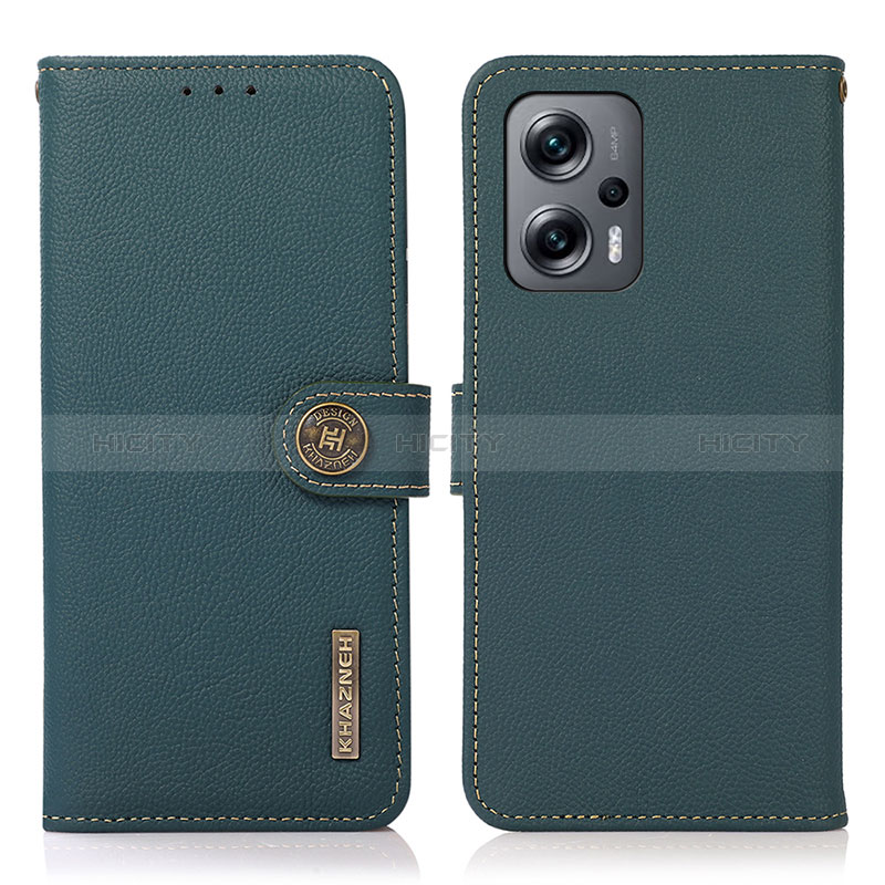 Custodia Portafoglio In Pelle Cover con Supporto B02H per Xiaomi Redmi Note 11T Pro 5G Verde