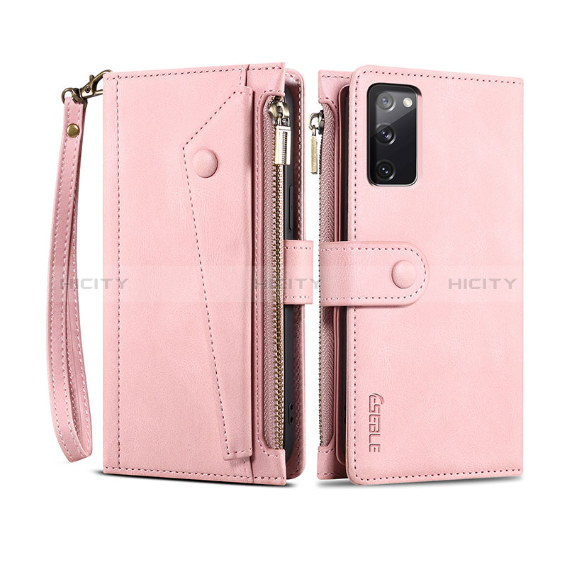 Custodia Portafoglio In Pelle Cover con Supporto B02S per Samsung Galaxy S20 FE 5G Oro Rosa