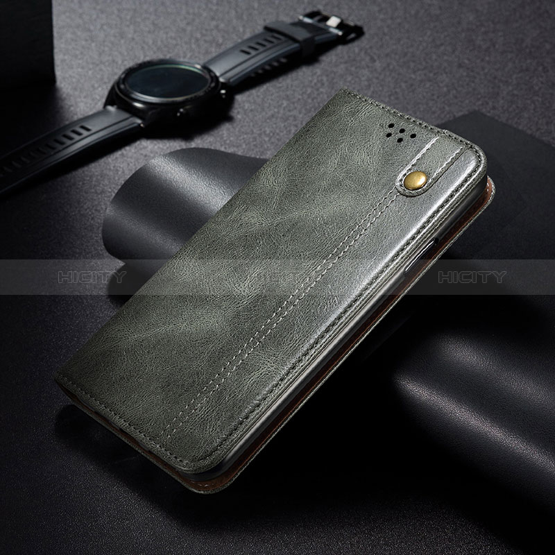 Custodia Portafoglio In Pelle Cover con Supporto B02S per Xiaomi Poco M5S Verde