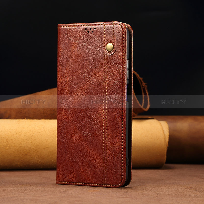 Custodia Portafoglio In Pelle Cover con Supporto B02S per Xiaomi Redmi Note 10 Lite India Marrone