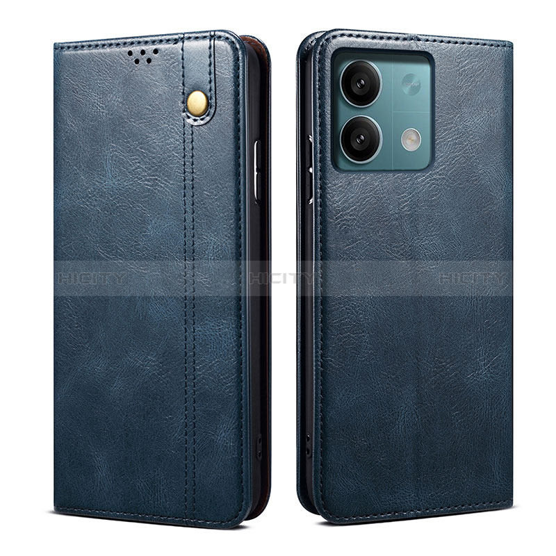 Custodia Portafoglio In Pelle Cover con Supporto B02S per Xiaomi Redmi Note 13 5G Blu