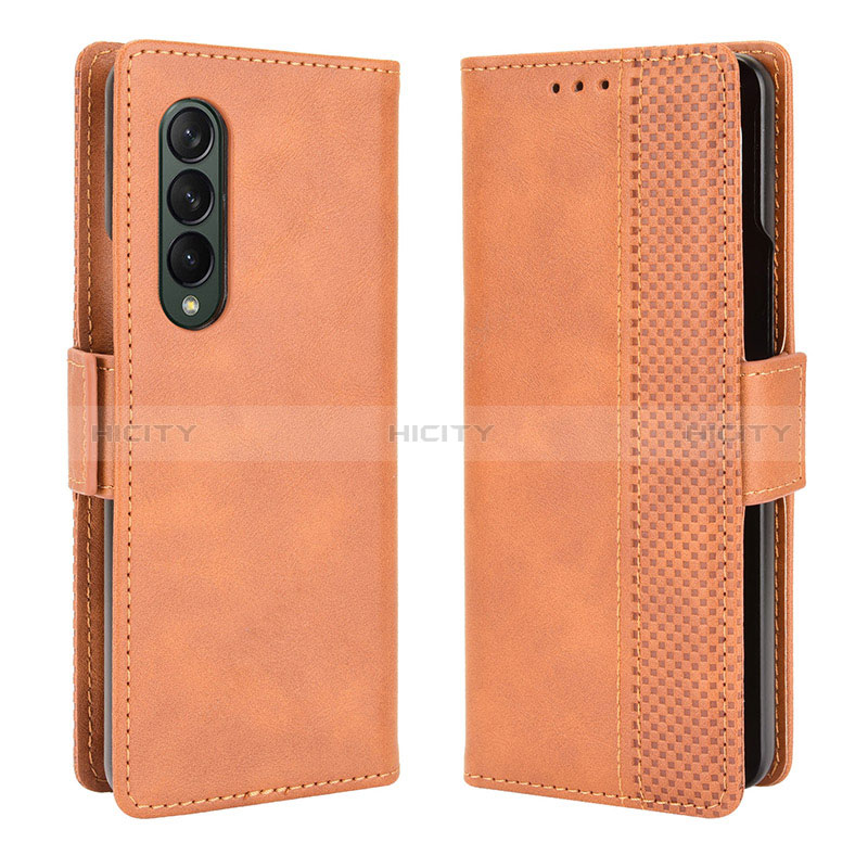 Custodia Portafoglio In Pelle Cover con Supporto B02Y per Samsung Galaxy Z Fold3 5G Marrone