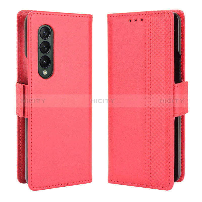 Custodia Portafoglio In Pelle Cover con Supporto B02Y per Samsung Galaxy Z Fold3 5G Rosso