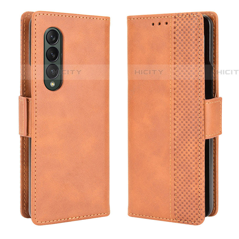 Custodia Portafoglio In Pelle Cover con Supporto B02Y per Samsung Galaxy Z Fold4 5G Marrone