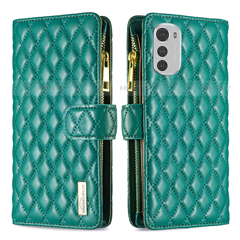 Custodia Portafoglio In Pelle Cover con Supporto B03F per Motorola Moto E32s Verde