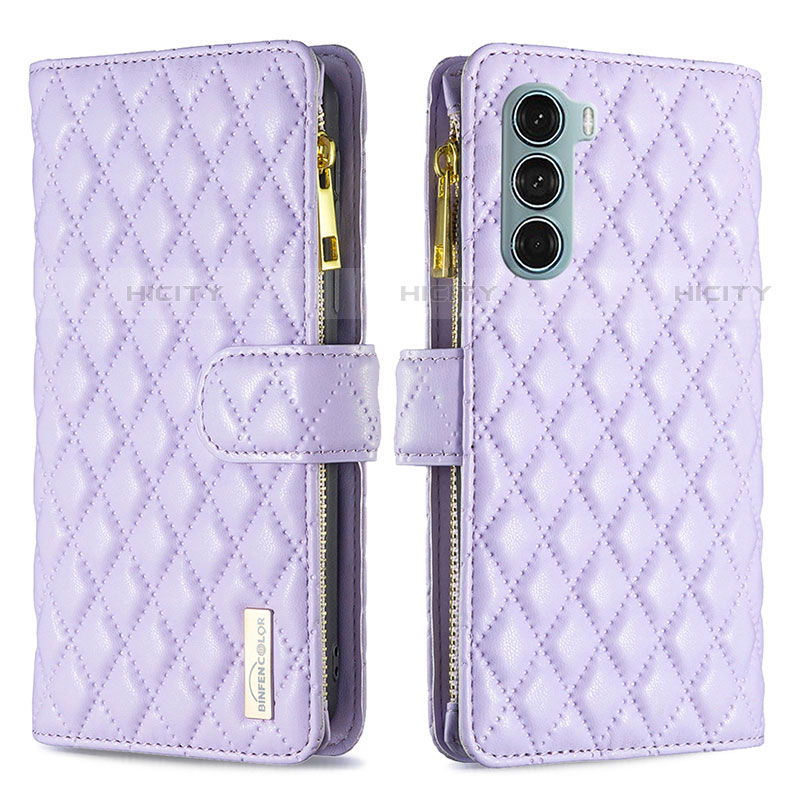 Custodia Portafoglio In Pelle Cover con Supporto B03F per Motorola Moto Edge S30 5G Viola