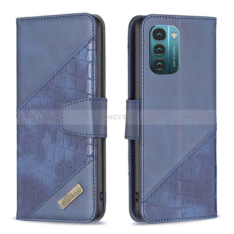 Custodia Portafoglio In Pelle Cover con Supporto B03F per Nokia G21 Blu