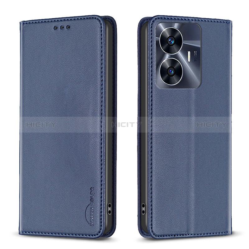 Custodia Portafoglio In Pelle Cover con Supporto B03F per Realme C55 Blu