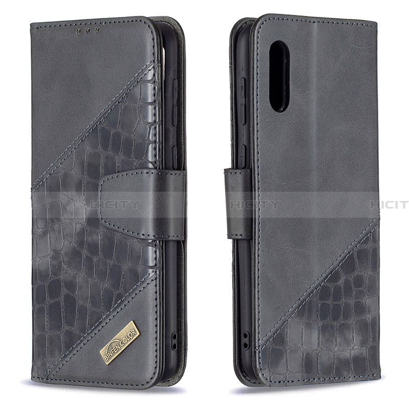 Custodia Portafoglio In Pelle Cover con Supporto B03F per Samsung Galaxy A02 Nero
