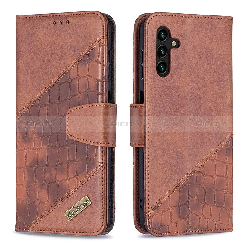 Custodia Portafoglio In Pelle Cover con Supporto B03F per Samsung Galaxy A04s Marrone