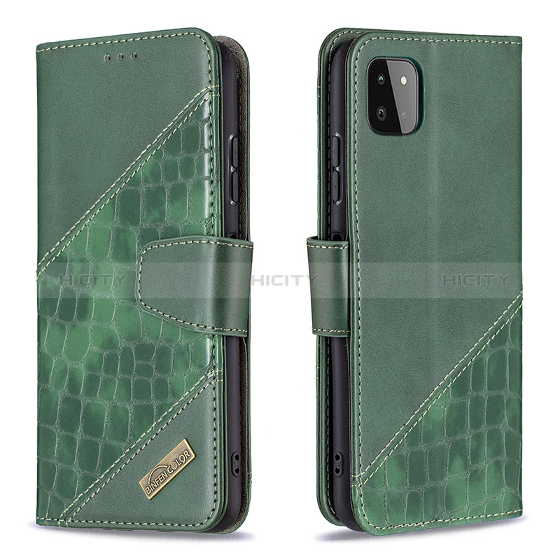 Custodia Portafoglio In Pelle Cover con Supporto B03F per Samsung Galaxy A22s 5G Verde