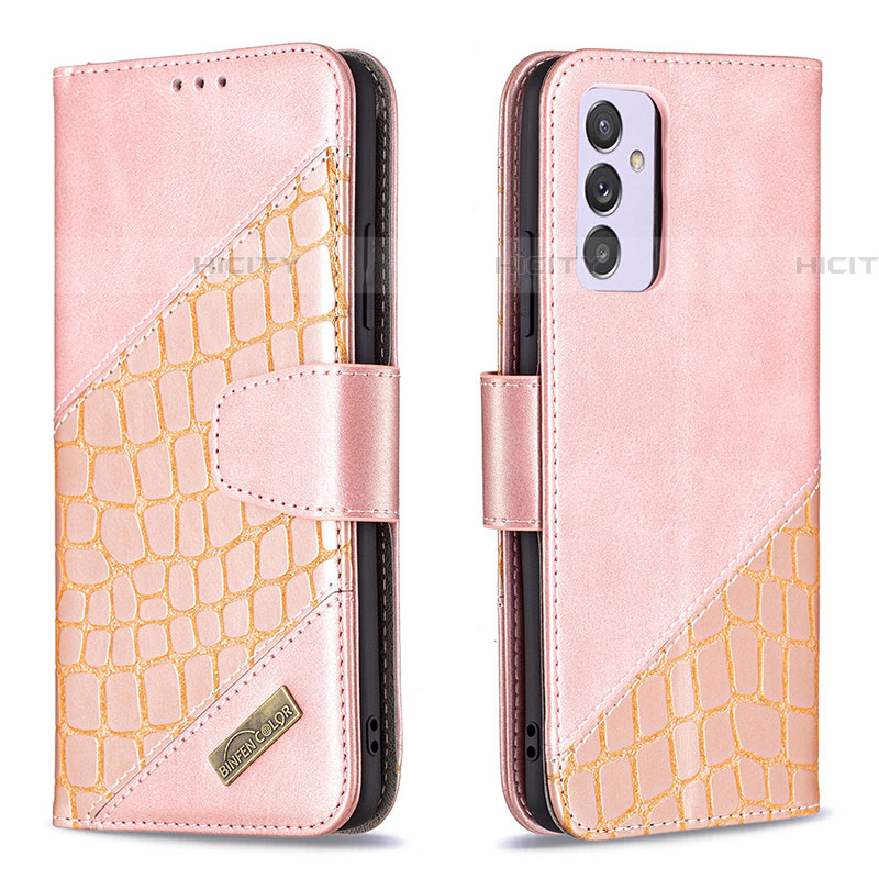 Custodia Portafoglio In Pelle Cover con Supporto B03F per Samsung Galaxy A24 4G Oro Rosa