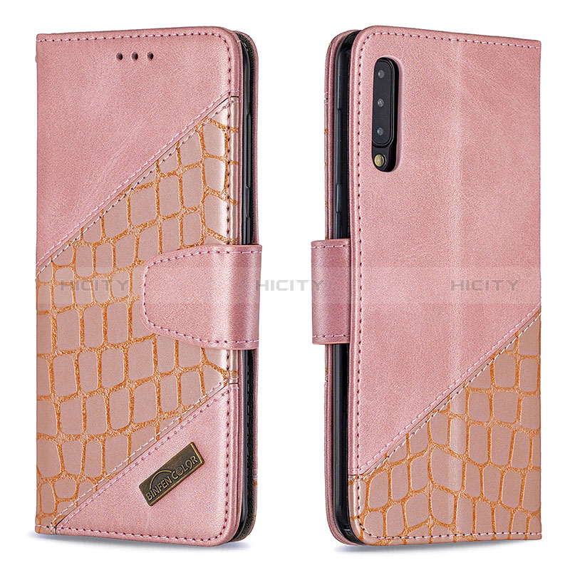 Custodia Portafoglio In Pelle Cover con Supporto B03F per Samsung Galaxy A30S Oro Rosa