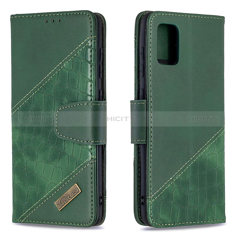 Custodia Portafoglio In Pelle Cover con Supporto B03F per Samsung Galaxy A31 Verde