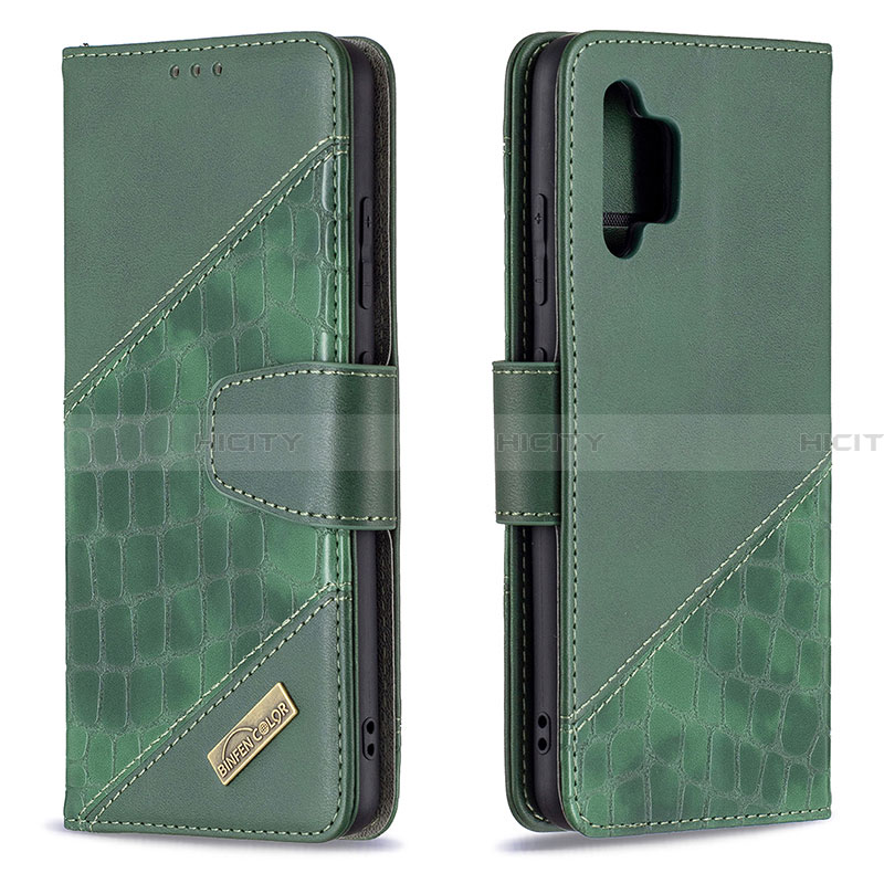 Custodia Portafoglio In Pelle Cover con Supporto B03F per Samsung Galaxy A32 4G Verde