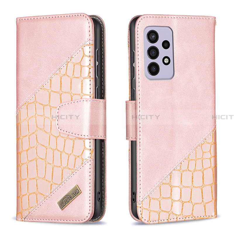Custodia Portafoglio In Pelle Cover con Supporto B03F per Samsung Galaxy A33 5G Oro Rosa