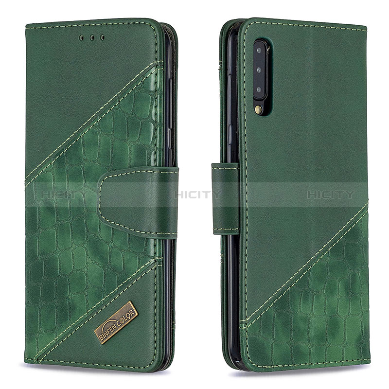 Custodia Portafoglio In Pelle Cover con Supporto B03F per Samsung Galaxy A50S Verde