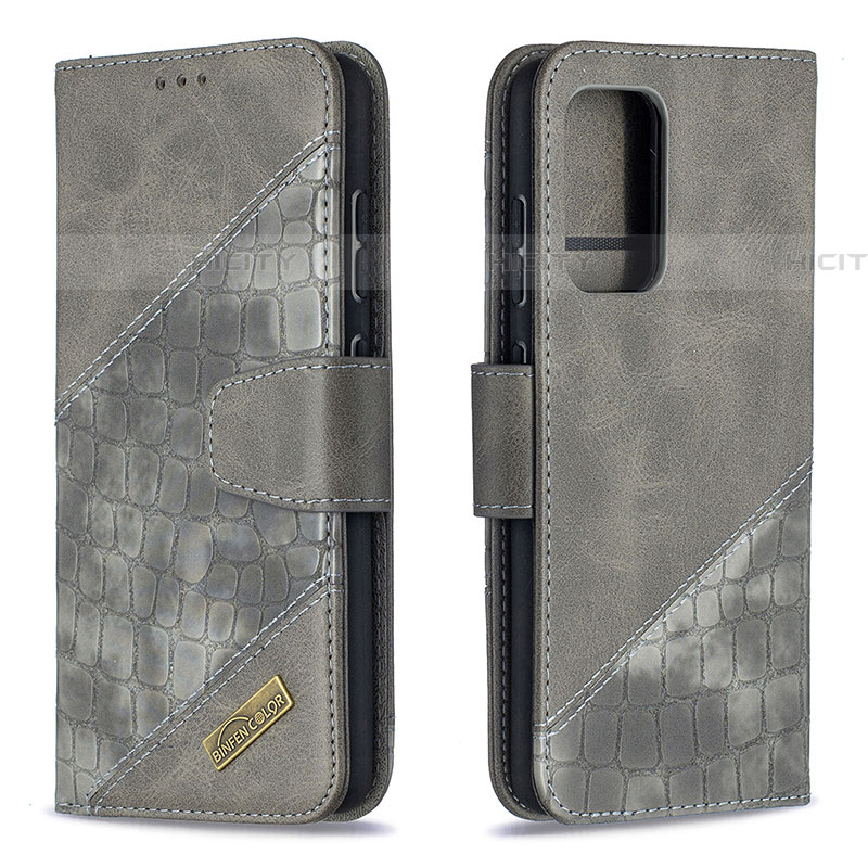 Custodia Portafoglio In Pelle Cover con Supporto B03F per Samsung Galaxy A52 4G Grigio Scuro