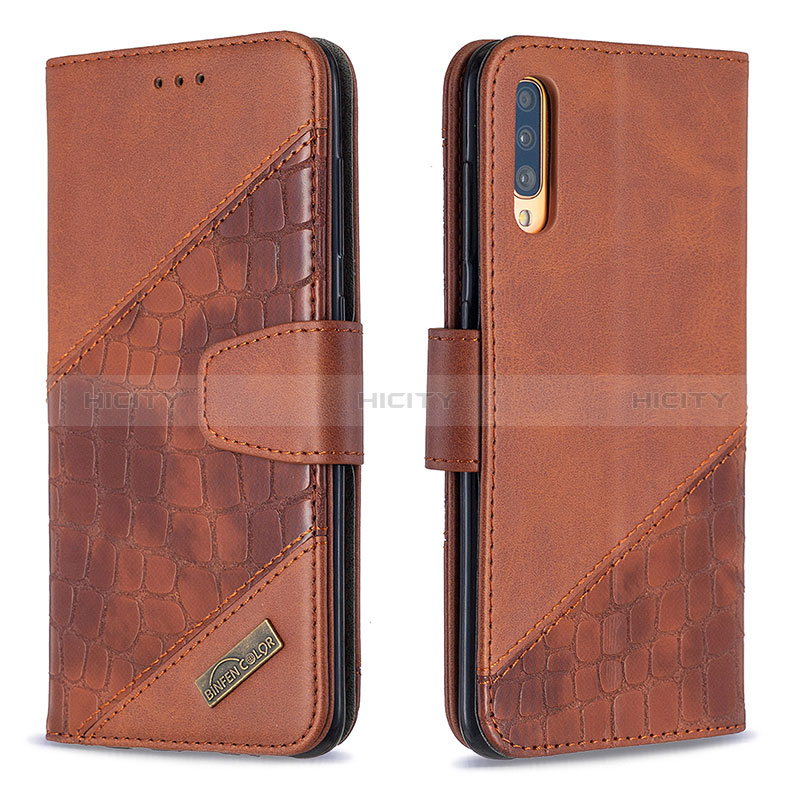 Custodia Portafoglio In Pelle Cover con Supporto B03F per Samsung Galaxy A70S Marrone