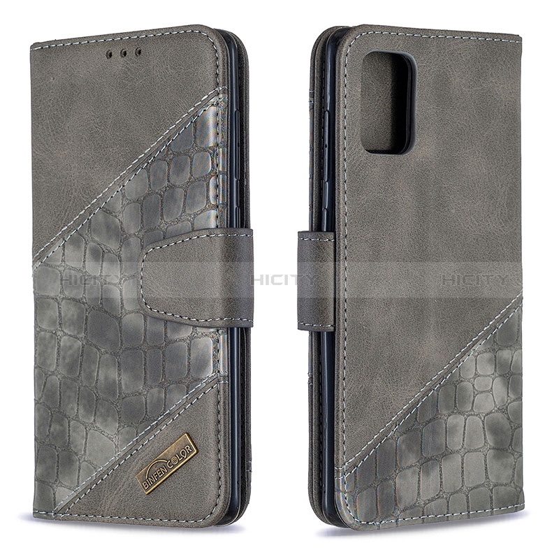 Custodia Portafoglio In Pelle Cover con Supporto B03F per Samsung Galaxy A71 5G Grigio Scuro