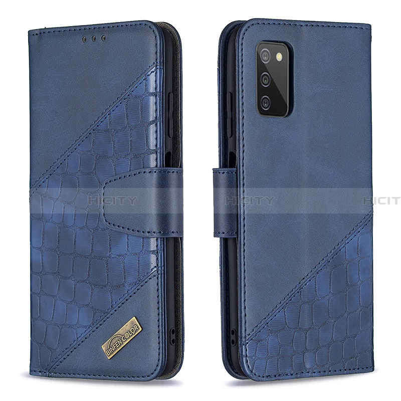 Custodia Portafoglio In Pelle Cover con Supporto B03F per Samsung Galaxy F02S SM-E025F Blu