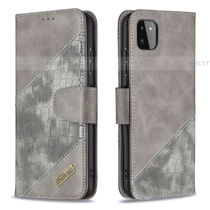 Custodia Portafoglio In Pelle Cover con Supporto B03F per Samsung Galaxy F42 5G Grigio Scuro