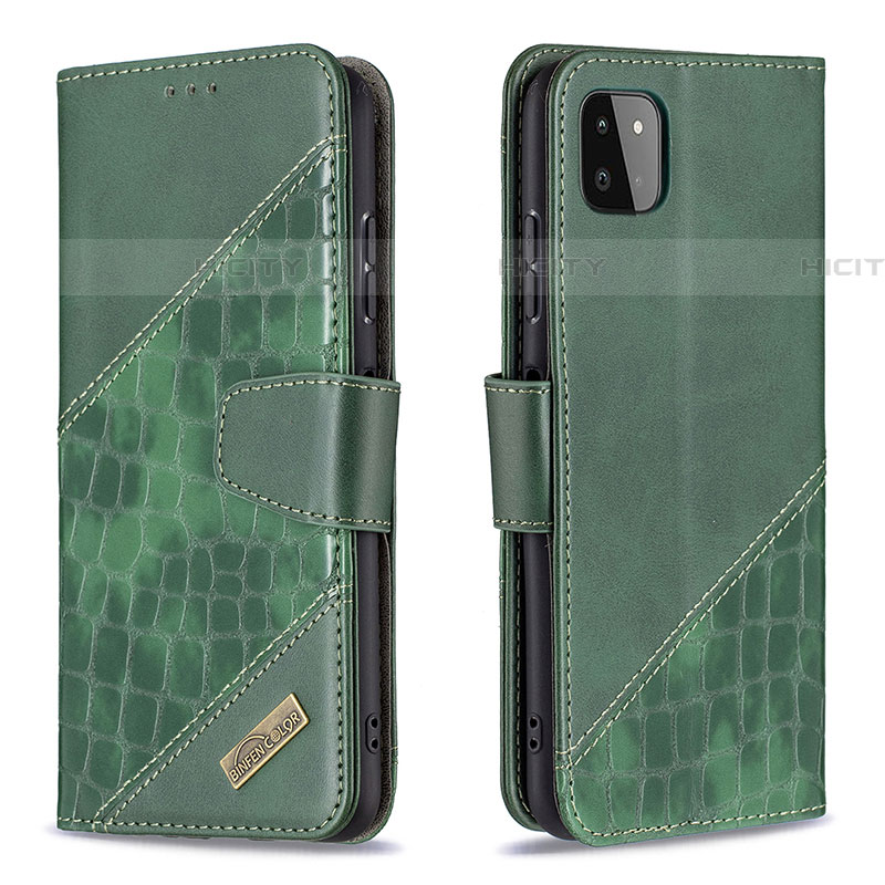 Custodia Portafoglio In Pelle Cover con Supporto B03F per Samsung Galaxy F42 5G Verde