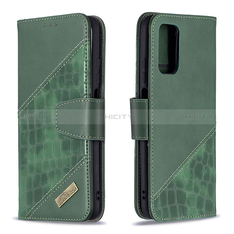 Custodia Portafoglio In Pelle Cover con Supporto B03F per Xiaomi Poco M3 Verde