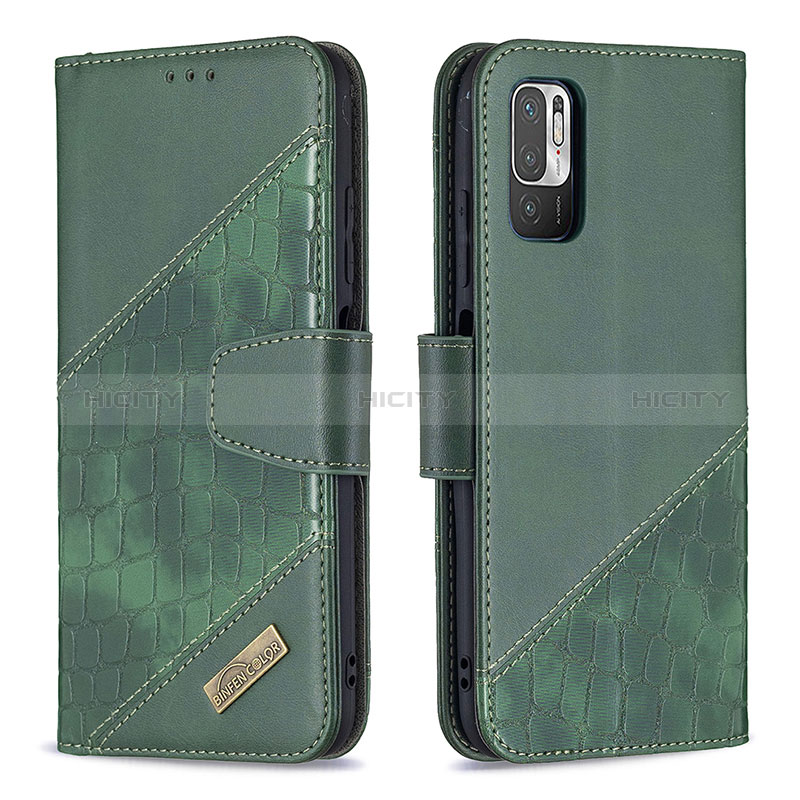 Custodia Portafoglio In Pelle Cover con Supporto B03F per Xiaomi Redmi Note 10 5G Verde