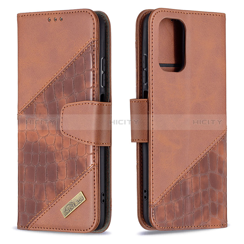 Custodia Portafoglio In Pelle Cover con Supporto B03F per Xiaomi Redmi Note 10S 4G Marrone