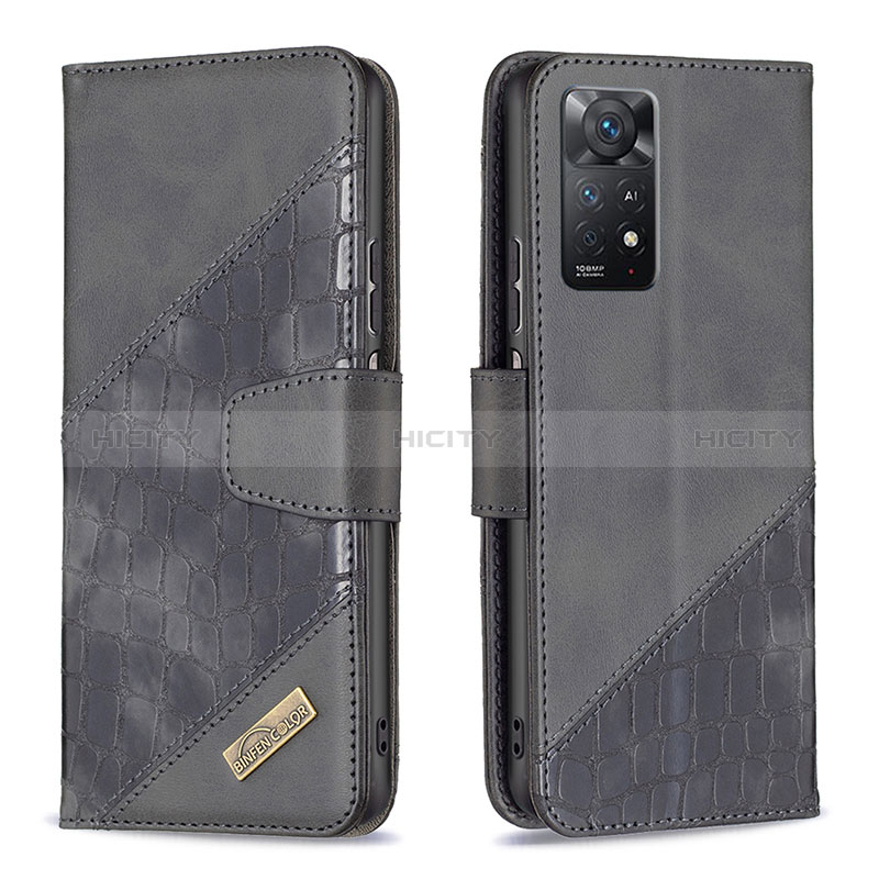 Custodia Portafoglio In Pelle Cover con Supporto B03F per Xiaomi Redmi Note 11 Pro 4G Nero