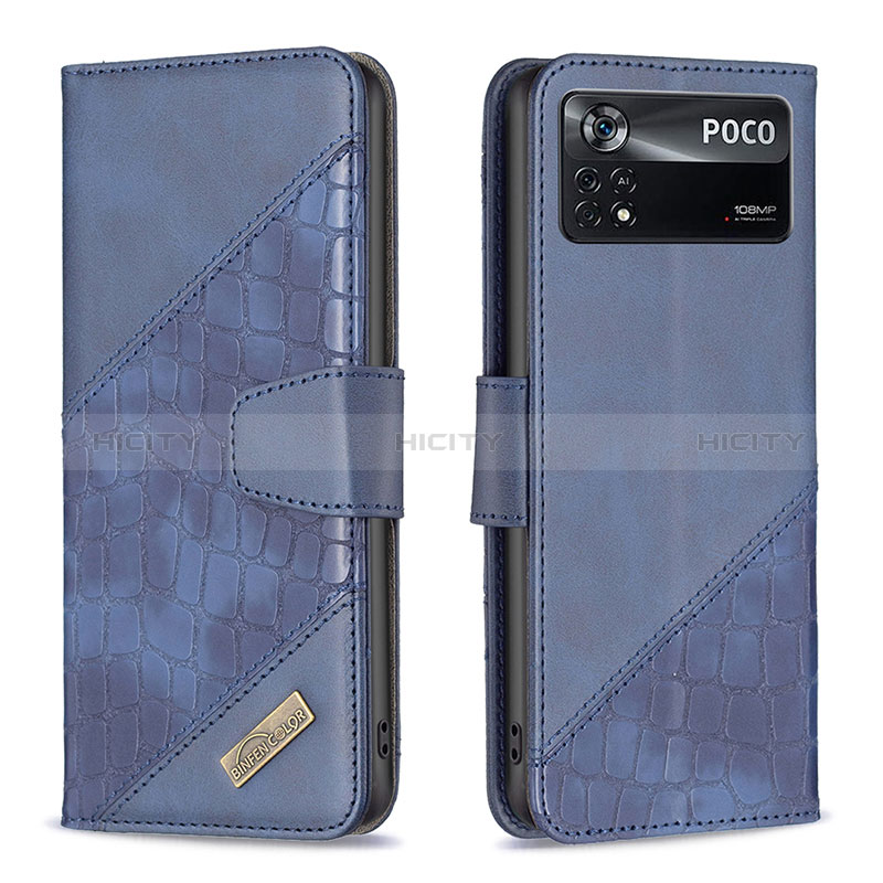 Custodia Portafoglio In Pelle Cover con Supporto B03F per Xiaomi Redmi Note 11E Pro 5G Blu