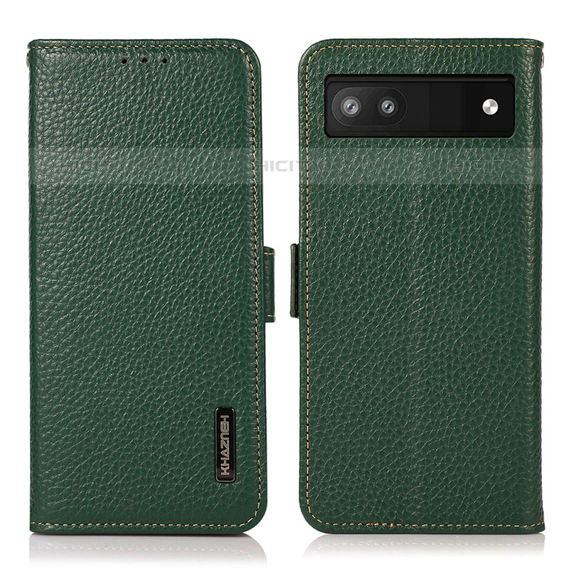 Custodia Portafoglio In Pelle Cover con Supporto B03H per Google Pixel 6a 5G Verde